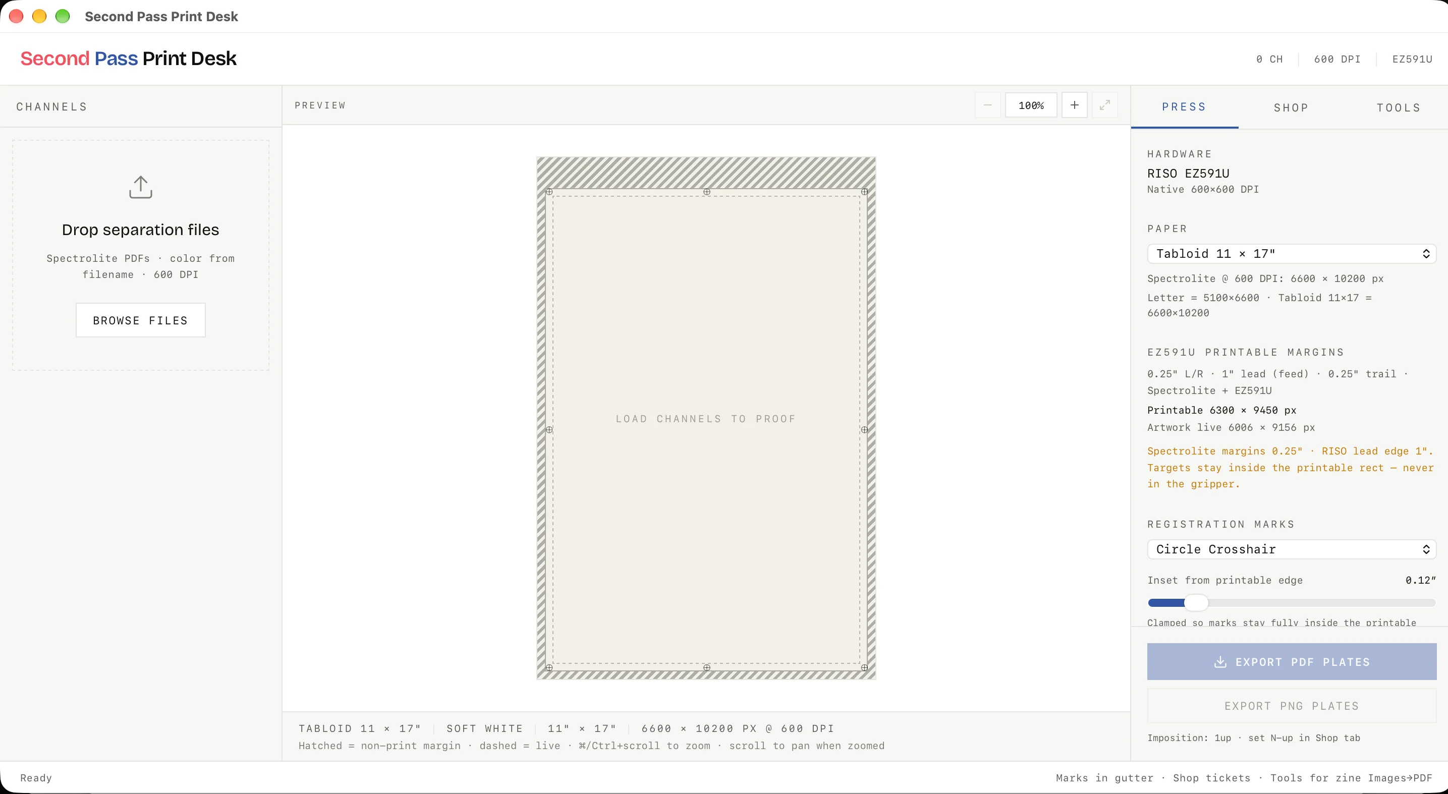 Second Pass Print Desk — risograph prepress app for the RISO EZ591U